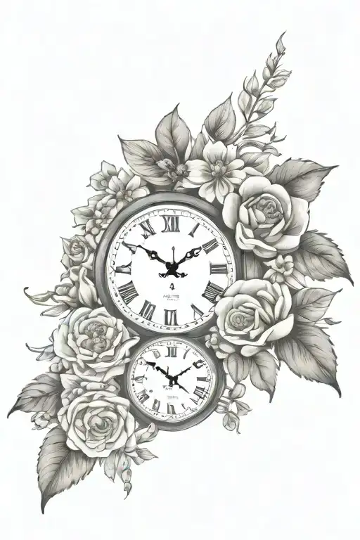 A Clock Surrounded By May October And August Birth Flowers Representing My Sons