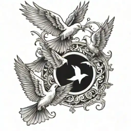 4 Dove Skeletons Flying Out Of The Sunshine