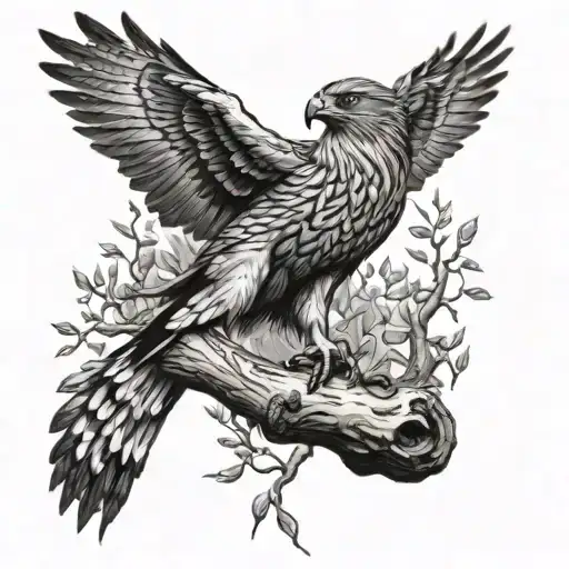 Hawk On A Willow Tree