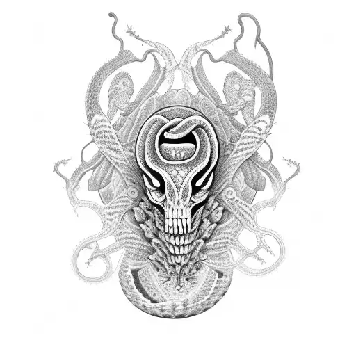 A Gothic Cactus With Intricate Snake Patterns On Its Spines