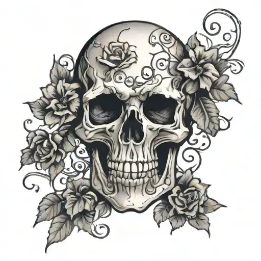 Flowers Vines Skull