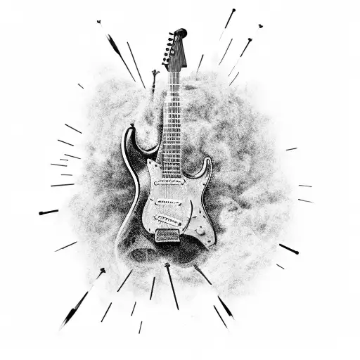 A Electric Guitar Shooting Out Sparks And Smoke