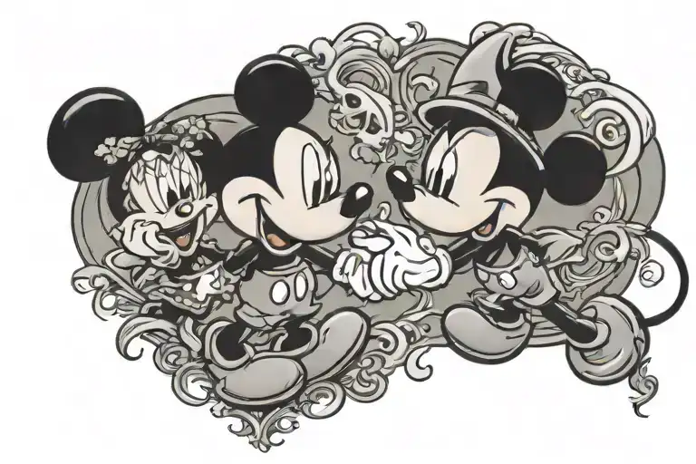 Halloween Ghost Mickey Mouse And Minnie Mouse Love Each Other