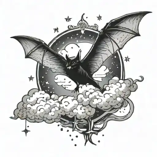 Forearm With Bat Clouds And Stars