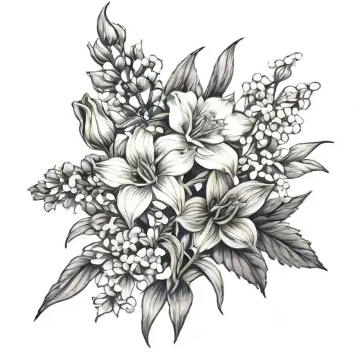 Larkspur Daffodil Carnation Gladolias Lily Of The Valley Flower Bouquet