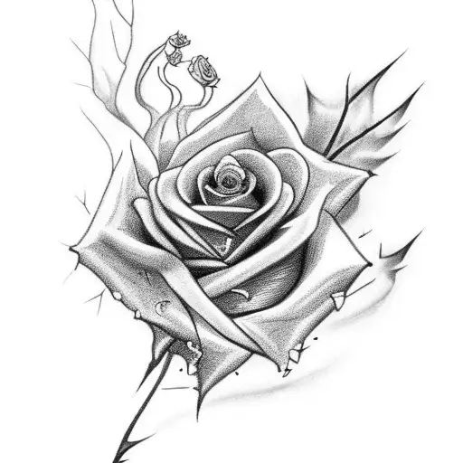 A Rose With Thorns Growing Out Of A Cowboy Boot