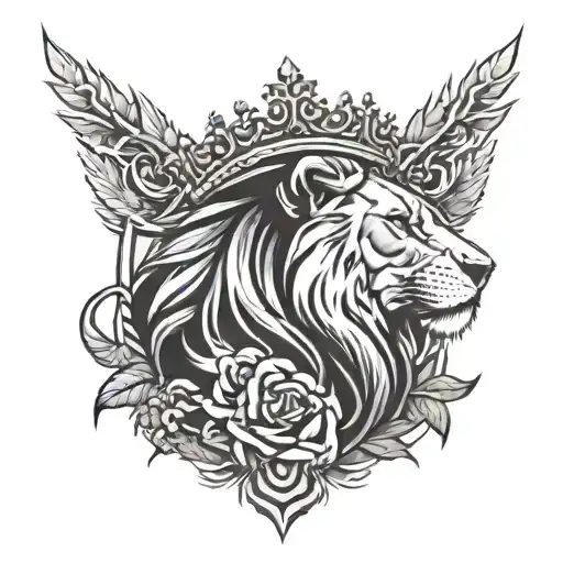 A Lion Wearing A Crown Of Thorns With Waves Crashing In The Background