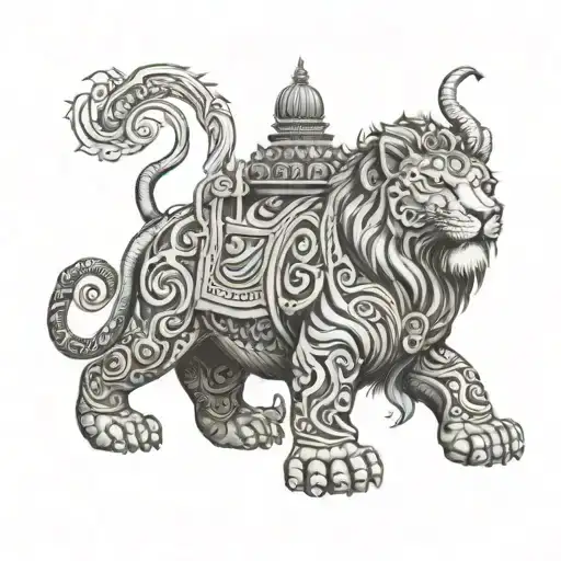 Buddha And Elephant Lion