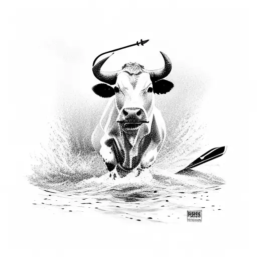 A Cow Gracefully Waterskiing On A Serene Lake