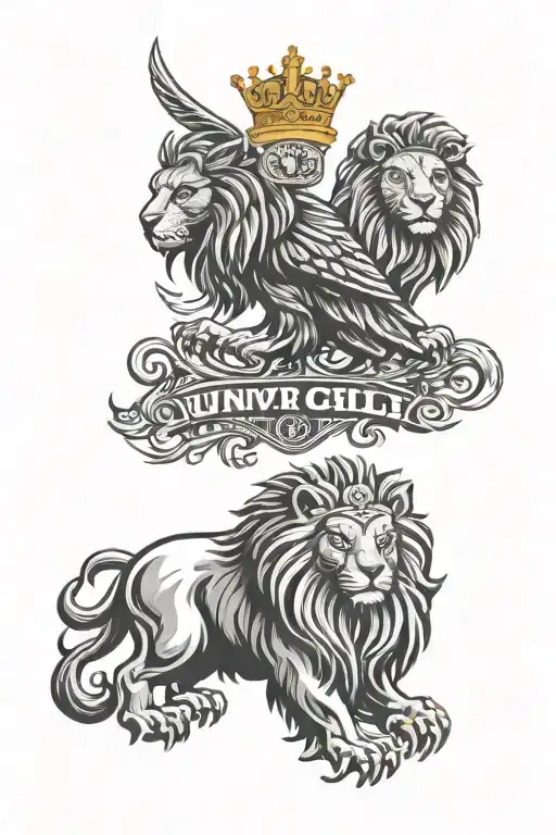 University Of Chile Logo With An Owl And A Lion With A Crown