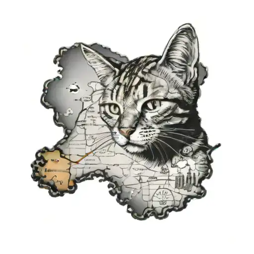 A Cat Lounging On A Map Of Ireland With Travel Landmarks In The Background