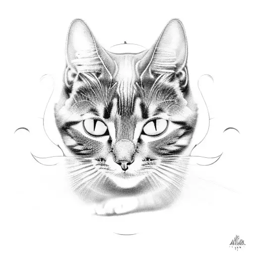 A Mystical Cat Surrounded By Swirling Hypnotic Patterns