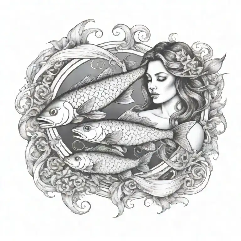 Virgo Women Pisces Fish Swimming Underwater Surrounded