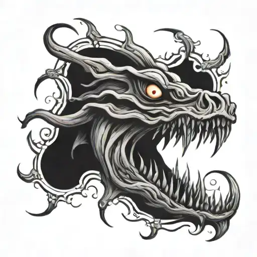 Scary Long Creature American Traditional Creepy