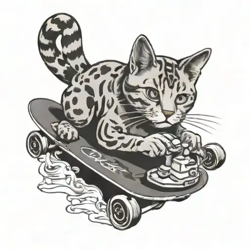 Strat Cat Skateboarding And Smoking Cigarette