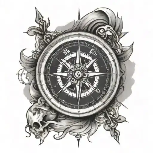 Basic Compass With Skull In The Center