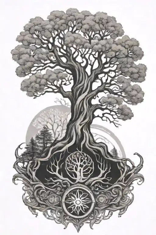 Helm Of Awe With Yggdrasil Tree
