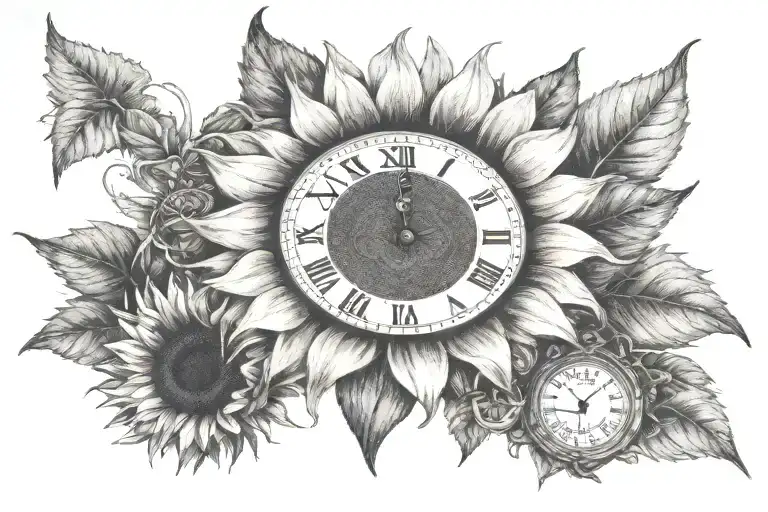 Sunflower With A Clock In The Center Symbolizing The Client's