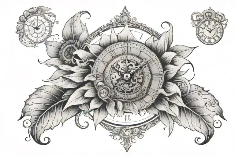 Sunflower With A Clock In The Center