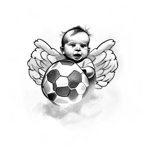 A Baby Angel Holding A Soccer Ball