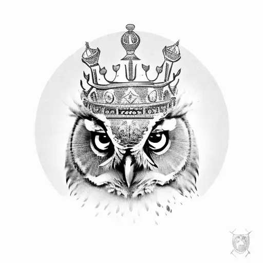 Owl Sitting On Top Of A Lions Crown