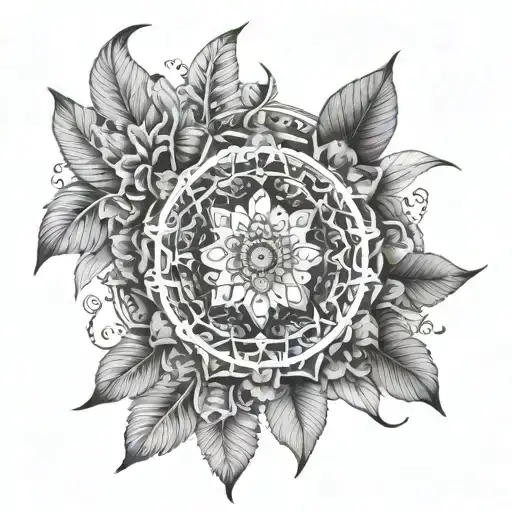 An Intricate Botanical Mandala Incorporating Elements Of Nature And Technology