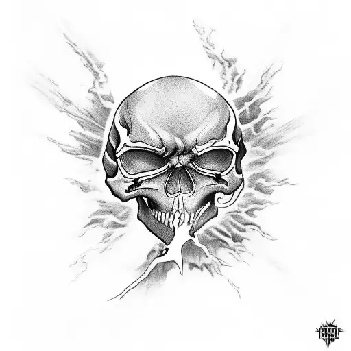 Ghost Rider With River Mark On Skull
