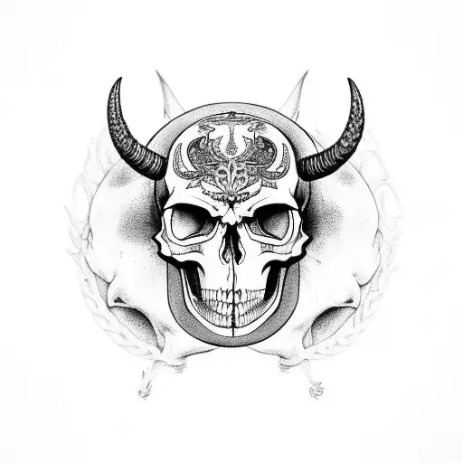 Moon With Skull And Horns