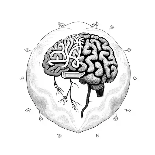 Beautiful Brain With Love And Flowers Growing Out Of It