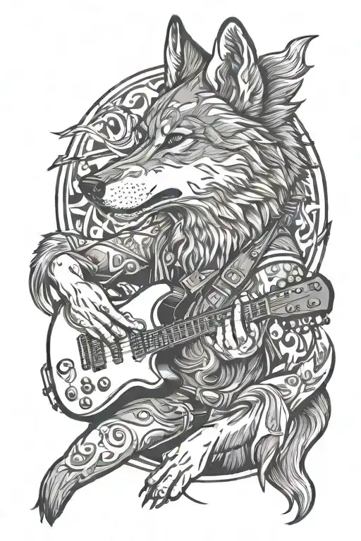 Wolf With Guitar