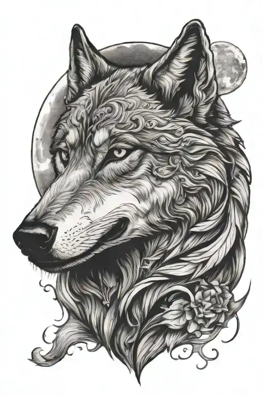 Wolf And Moon