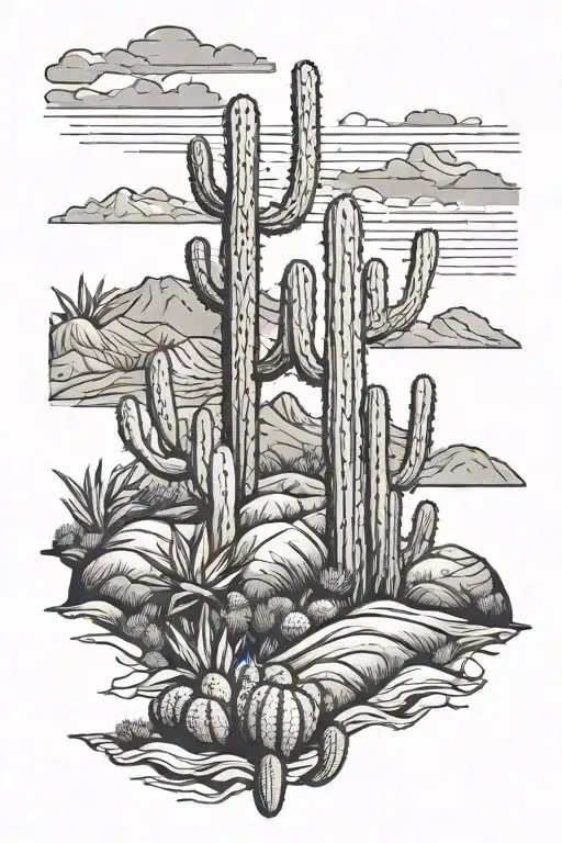 A Landscape Of Rolling Hills With Cactus Growing