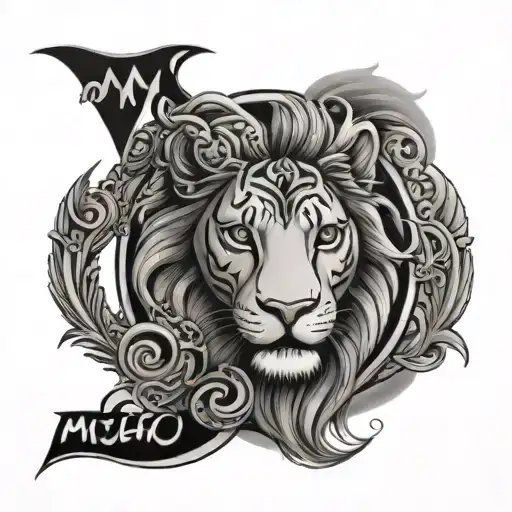 Mahesh Name With Leo Sign And Shiva In One Tattoo On The