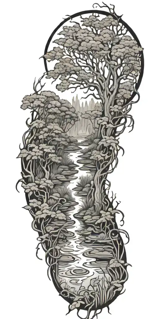 Swamp With Trees And Vines