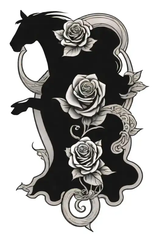 Horse Shoe And Roses