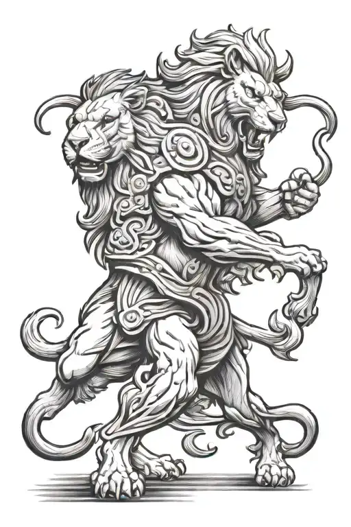 Fierce Lion Fighting Fierce Ram