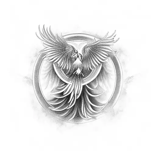 A Majestic Phoenix Rising From A Circle Of Musical Notes