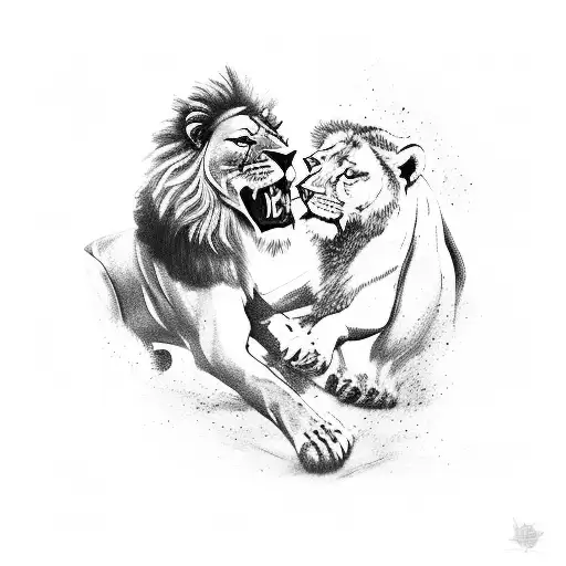 Crusader Fighiting A Lion