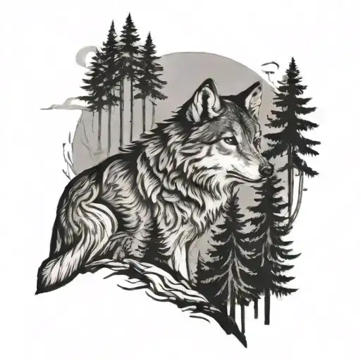 Forest With Howling Wolf