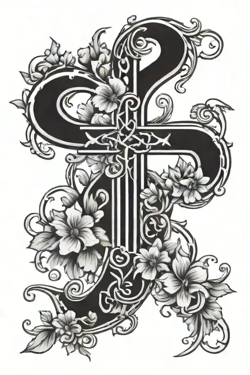 Infinity Symbol With Flowers And Gods Cross