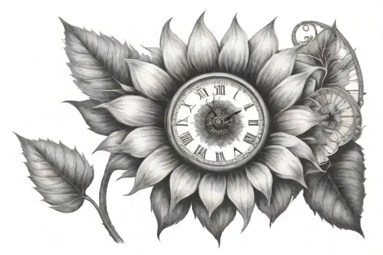Sunflower With A Clock In The Center Symbolizing The Client's