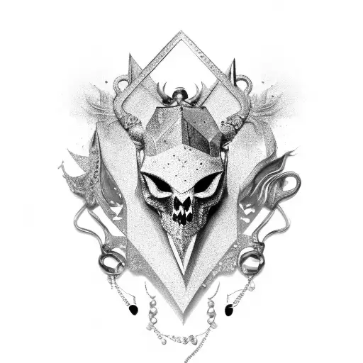 A Stylish Black-grey Dagger Surrounded By Shimmering Bijoux