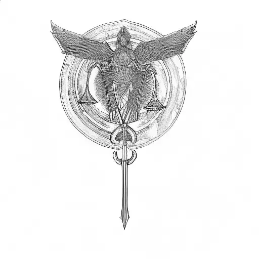 A Woman Holding A Sword And Scales