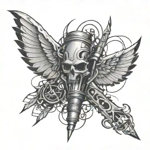 Abstract Syringe With Demonic Wings Sitting Alone Im No Hero