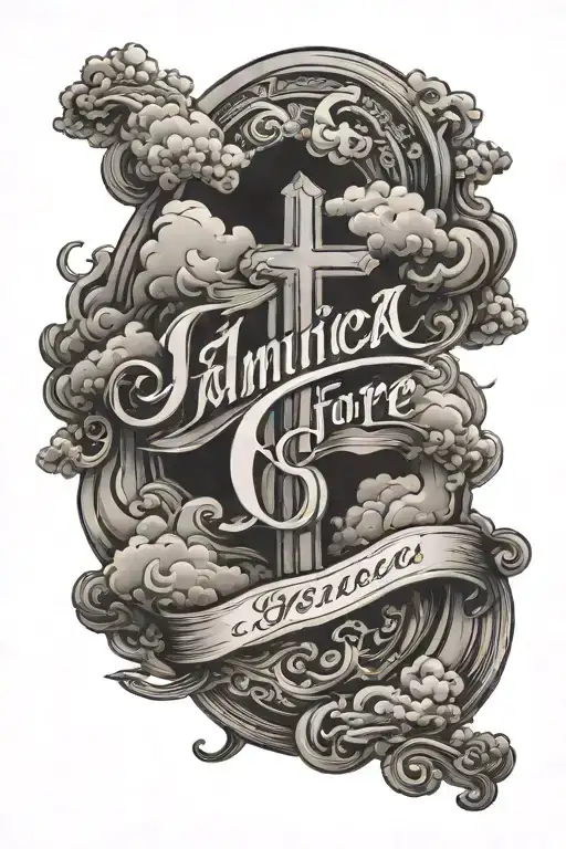 Clouds Jamaica Fore Arm Tattoo Design Featuring Bible Verse