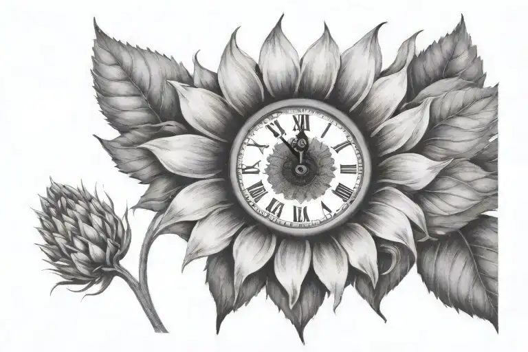 Sunflower With A Clock In The Center Symbolizing The Client's