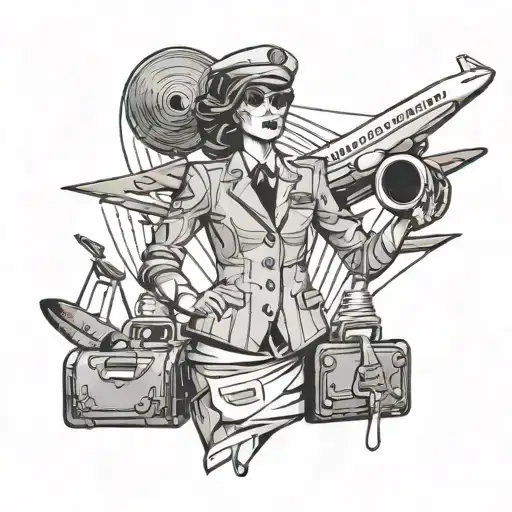 An Abstract Representation Of A Flight Attendant's Uniform With Musical Instruments Hidden Within