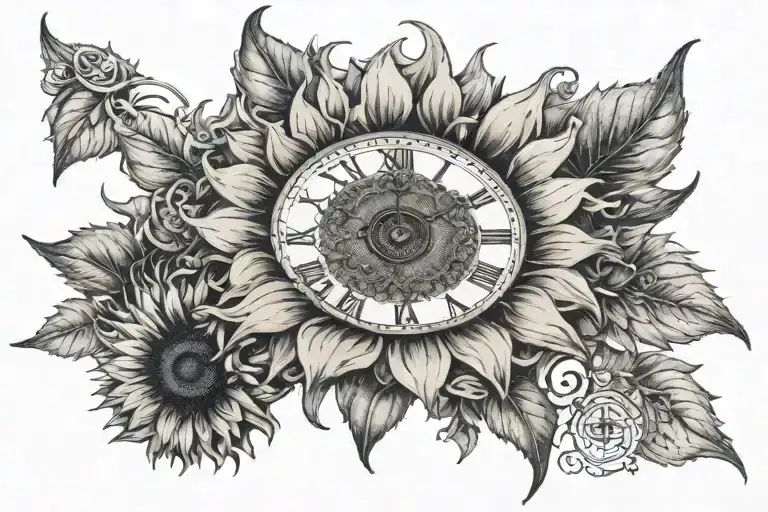 Sunflower With A Clock In The Center Symbolizing The Client's