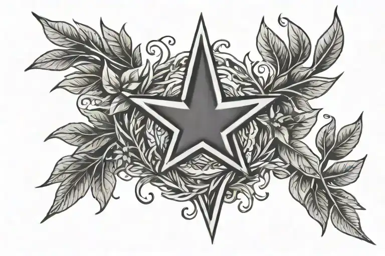 Star With Branch Of Laurel Wreath