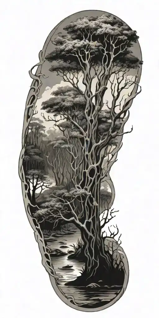 Swamp With Trees And Vines